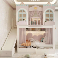 Lit Enfant en Bois Massif, Lit Superposé, Lit Château de Princesse