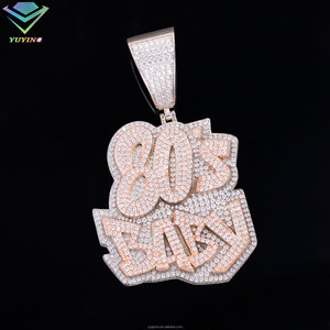 Pendentif personnalisé avec lettre/logo/nom, plaqué or, 2 tons, argent sterling 925, moissanite couleur D VVS avec certificat GRA, cadeau hip hop - Product Image 1