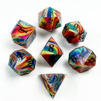 Ensemble de dés en acrylique marbré arc-en-ciel, 7 pièces, logo personnalisé, dés polyédriques à bords vifs pour jeux de rôle Dungeons & Dragons, vente en gros OEM