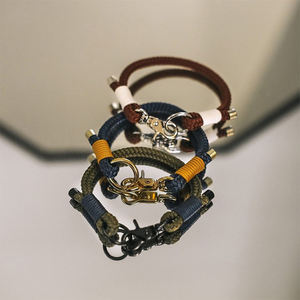 Kerah rajut hewan peliharaan mewah warna murni nilon kustom kerah anjing tanpa tarik buatan tangan tali nilon Paracord kerah anjing - Product Image 6