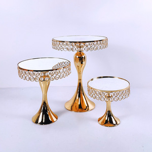 ชุดขาตั้งเค้กขาสูงชุบทองแบบกำหนดเอง,ถาดงานแต่งงานของหวานโต๊ะกระจกโชว์3-16ชิ้น - Product Image 4