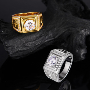 2026 Domineering Hot Style S925 Sterling <b>Silver</b> Square Frame Paved Moissanite Retro Embossed Business <b>Men</b> Wide Fixed <b>Ring</b> - Product Image 3
