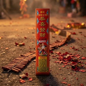 Petardi Tradizionali Cinesi 100 Colpi 0342B, Petardi Rossi Portafortuna, Fuochi d'Artificio per Celebrazioni di Capodanno - Product Image 1