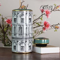 J315 vase de luxe en porcelaine pour décoration intérieure vert antique ensembles de pots de stockage pot décoratif rond de jardin