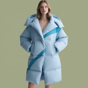 Abrigo de plumón acolchado de lujo para <span class=keywords><strong>mujer</strong></span>, cortavientos, con cremallera, de moda, talla grande, largo, para esquí, de plumas de ganso blanco - Product Image 3