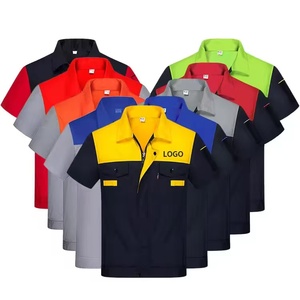 Heren Zomer Werkkleding Half-Mouw Set Ademende Polyester Beschermende Pakken Met Verborgen Knopen Fabriek Werkplaats Slijtvast - Product Image 3