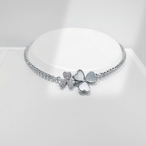 wholesale plata 925 sterling silver bow knot <b>charm</b> bracelet fashion ladies zircon unique summer 14k gold hand chain bracelets - Product Image 4