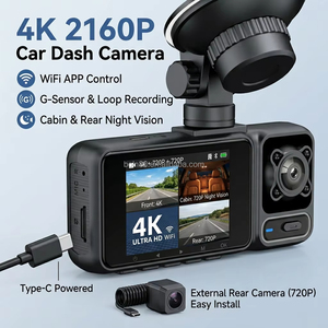 4K 2160P Araç Kamerası 3 Lensli WiFi Araç DVR'ı Ön İç Arka Üçlü Kamera 720P Video Kaydedici Allwinner G-sensörü 24 Saat Park Monitörü - Product Image 3