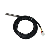 Termometer Probe suhu tahan air DS18B20 1/2/3/4/5 Meter dengan kabel tahan panas dengan Terminal XH2.54