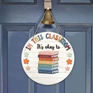 Panneau de bienvenue en bois écologique pour la rentrée scolaire, à suspendre à la porte, cadeau de remerciement pour les enseignants, modèle de décoration tableau noir personnalisable - Product Image 4