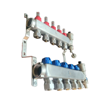Collecteur d'eau en acier inoxydable OEM 2-12 voies pour système de chauffage radiant par le sol pour appartement