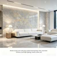 Panneaux de revêtement en marbre jaune beige pour mur d'accentuation dans le salon