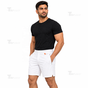 <b>Men's</b> <b>White</b> Board <b>Shorts</b> Quick Dry Elastic Waist Casual Bermuda <b>Shorts</b> with Pockets Solid Color Front Logo Sweat <b>Shorts</b> - Product Image 2
