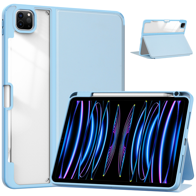 New Style Tablet Case for iPad Pro 11Inch M4/M5 Tablet Smart Case PU Acrylic Clear Flip Cover with Pencil Holder