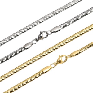 High Quality Soft Herringbone Flat Snake Chain Necklace - 18K Gold Plated Stainless Steel for Men and Women - Product Image 1
