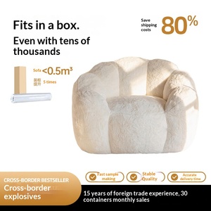 Modern Round Tufted <b>Bean</b> <b>Bag</b> Sofa One Seat Extra Soft Microfiber Fabric Upholstery for - Product Image 3