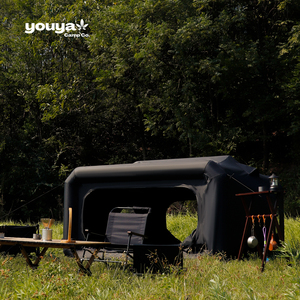 Tenda Luar Ruangan Hitam Kustom Desain Rumah Tiup Mewah Tahan Air dengan Jendela dan Pintu Berjaring Cocok untuk 4-6 Orang - Product Image 2