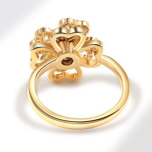 Anillo Giratorio de Circonita Púrpura con Forma de Flor, Ajustable, Chapado en Oro sobre Cobre, con Forma de Corazón y Trébol de Cuatro Hojas, Anillo de Joyería para Aliviar la Ansiedad - Product Image 5