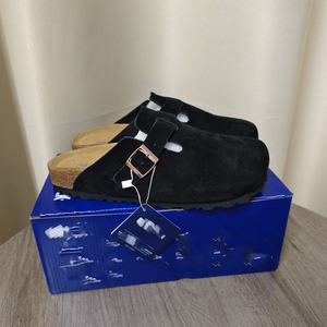 Zoccoli Unisex di Alta Qualità Stile Birkenstock in Vera Pelle Scamosciata con Fodera in Pelliccia, Scarpe da <span class=keywords><strong>Donna</strong></span> per Esterno, <span class=keywords><strong>Sandali</strong></span> in <span class=keywords><strong>Sughero</strong></span> - Product Image 1