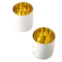 Porte-bougie personnalisable avec logo, de haute qualité, en verre plaqué or, blanc mat, écologique, durable, pour Noël et la maison