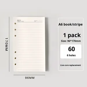 מחברת A6 עם דפים נשלפים, 6 חורים, רשת/נקודות, 60 דפים, ניתן להדפיס לוגו, לסטודנטים, ליבה פנימית, דפי דבק כפול, דגם 03 - Product Image 2