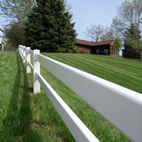 Kit de clôture DIY en PVC blanc à 2 rails, assemblage rapide, pour pâturage de chevaux, ranch, enclos, économique, léger, facile à installer, modélisation 3D