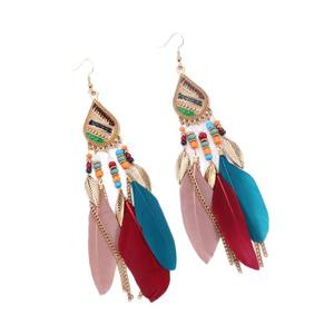 Pendientes de Plumas de Alta Gama Estilo Douyin con Borlas Largas Bohemias, Ganchos de Oreja Modernos para Chicas, Ideales para Fotos, Personalizados {Pendientes para Mujer} - Product Image 5