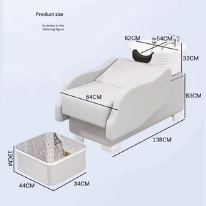 Fauteuil de lavage hydraulique inclinable en cuir PU noir avec lavabo en céramique pour salon de coiffure - Product Image 5