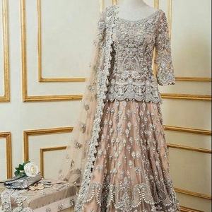 Elegant 2021 perles de verre en cristal de soie pierre travail Lehenga Choli belle Kurta de mariée embellie lourde pour mariage et fête - Product Image 1