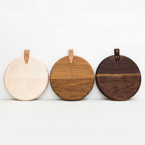 Ensemble de 3 planches à découper avec poignée en cuir, finition noyer, pour la découpe et la tranche, idéal pour la cuisine à domicile. - Product Image 1
