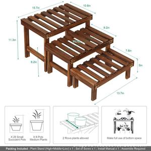 Wooden Plant Stand Two Layer Rectangular <b>Shelf</b> For Home Indoor Use - Product Image 5