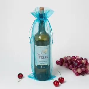 Wholesale Wine Bottle Gift Bags Ribbon Large Drawstring Pouch With Logo Organza bags