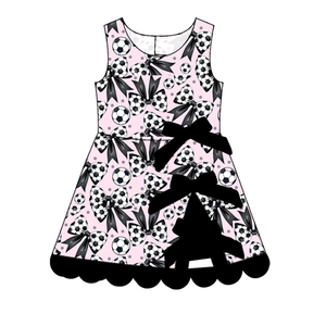 Vestido Deportivo Personalizado de Verano con Estampado de Estrella de Fútbol para Niñas, con Lazos, Shorts, Forro, para Yoga, Casual, Estilo A-Line, Vestido para Hermanas - Product Image 5