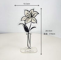 Support de bureau en acrylique pour notes autocollantes, motif floral en encre colorée originale, figurine décorative de dessin animé, petit cadeau