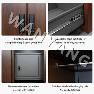 Garde-robe moderne en bois de couleur pour la maison garde-robe 3 portes Simple pour chambre à coucher rangement vêtements fer miroir <span class=keywords><strong>design</strong></span> métal acier armoire Philippines - Product Image 4