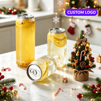 Transparante PET-plastic drankenblikje 500ml, food grade, met makkelijk openbare aluminium deksels, geschikt voor ijskoffie, frisdrank en thee