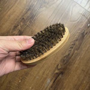 Oval Bamboo Handle <b>Beard</b> Cleaning Brush Boar Bristle <b>Beard</b> Grooming Brush for Daily <b>Care</b> - Product Image 1