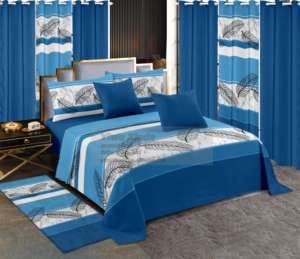 2025 Großhandel Bettlaken 13 Stück Bettwäsche-Set mit passenden Vorhängen Blumen bedruckte Bettlaken-<span class=keywords><strong>Sets</strong></span> 13 Stück King Size auf Lager - Product Image 3