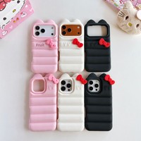 Coque de téléphone antichoc en silicone avec oreilles de nœud papillon, design uni et couleur peinte, pour iPhone 17 16 15 14 13 PRO MAX