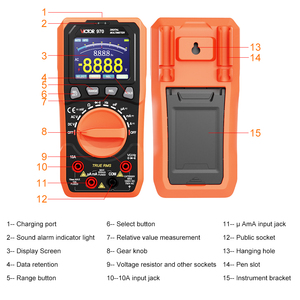 VICTOR 970 6000 Dispositivo de conteo de palabras con una pantalla a color de 2,4 pulgadas Rango automático Multímetro digital <span class=keywords><strong>RMS</strong></span> verdadero - Product Image 3