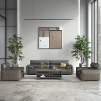 Ensemble de canapés de bureau en cuir de style européen au design nordique moderne pour les bureaux et la réception commerciale
