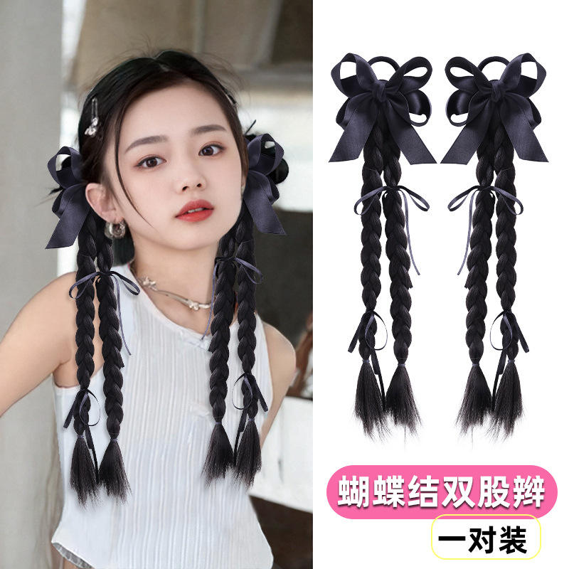 โบว์ผูกผมเปียคู่ [สีน้ำตาล-ดำ] - 1 คู่