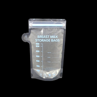 Sachet Doypack de forme spéciale en plastique de qualité alimentaire avec fermeture éclair supérieure, sac d'emballage transparent pour le stockage du lait maternel