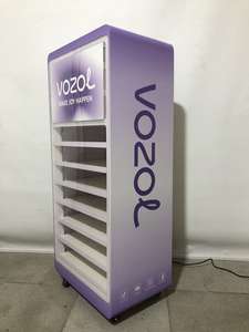 Support d'affichage d'ornements en bois à plusieurs niveaux, support de sol carré, présentoirs d'affichage de gadgets électroniques avec lumière LED et roulettes pour <span class=keywords><strong>magasin</strong></span> - Product Image 5