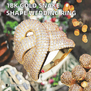 Bague de mariage ajustable en cuivre plaqué or 18 carats pour femme, bijou de fiançailles de luxe en forme de serpent torsadé, tendance pour fêtes et cadeaux - Product Image 2