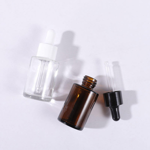 Essential Oil Packaging Flat Shoulder Empty Round <b>Amber</b> Frosted Clear Glass Dropper <b>Bottles</b> 30ml Black LK01 Model Screen Printed - Product Image 3