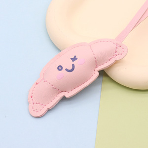 Jellycat loạt tự làm đồ trang sức <span class=keywords><strong>Keychain</strong></span> ánh sáng qua biên giới <span class=keywords><strong>PU</strong></span> da Croissant bánh mì nướng thực phẩm cao su móc khóa - Product Image 4