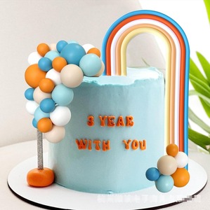 Bohème arc-en-ciel <span class=keywords><strong>gâteau</strong></span> Topper bleu Orange boule décorations pour garçons anniversaire bébé douche fête fournitures bricolage cuisson <span class=keywords><strong>décoration</strong></span> - Product Image 5