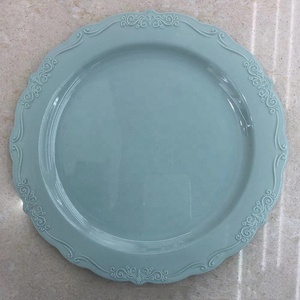 Assiettes à dîner jetables 7/9/10 pouces pour mariage pique-nique vaisselle de fête assiettes en plastique pour Dessert assiettes à salade <span class=keywords><strong>bleu</strong></span> crème blanche - Product Image 4