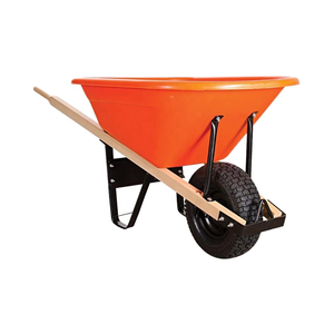<span class=keywords><strong>Brouette</strong></span> <span class=keywords><strong>à</strong></span> plateau en poly de 6 pieds cubes avec pneu pneumatique et poignées en <span class=keywords><strong>bois</strong></span> - Product Image 1